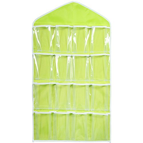 Gbex 16 Pockets Clear Hanging Bag For Socks Bra Underwear Cupboard Rack Hanger Storage Organizer