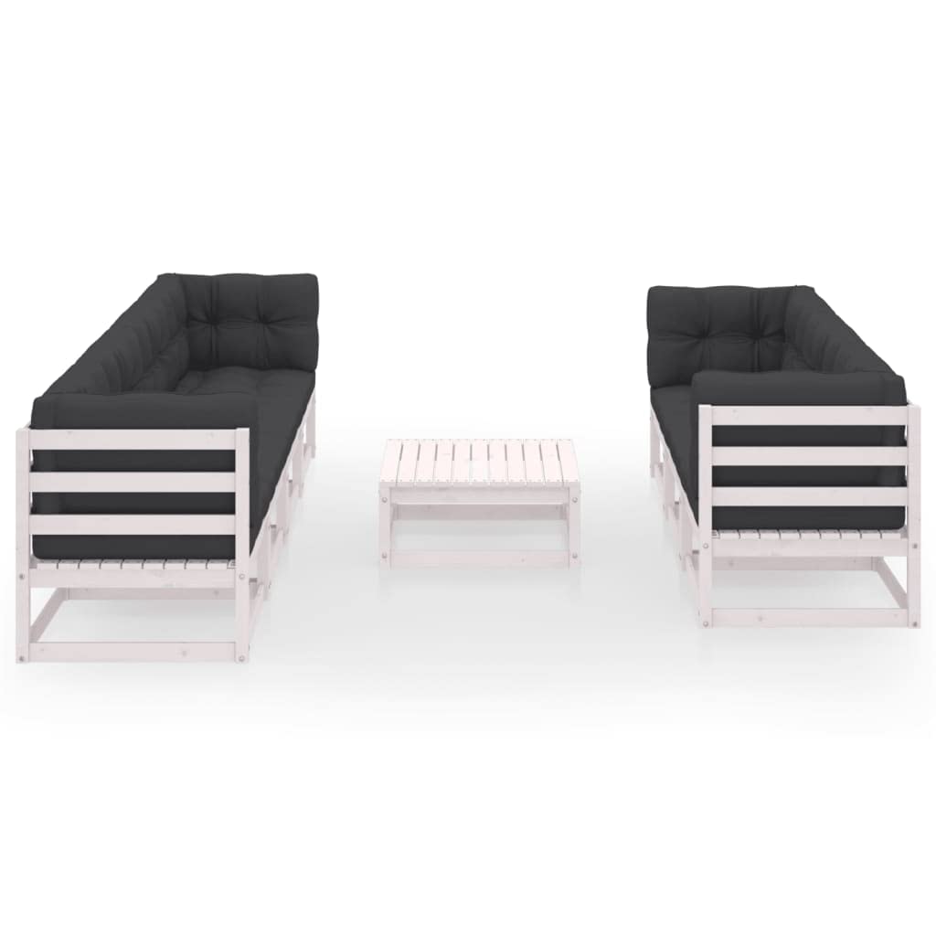 vidaXL Solid Pinewood Patio Lounge Set Piece 8 Piece Wooden Lounge Set Seating Sofa Dining Seat Sitting Lounger Outdoor Garden Furniture