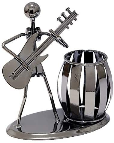 Armear Guitar Pencil Pen Holder, Decorative Metal Desk Pen Holder Cup With Rocker And Guitar Design, Desk Organizer Pencil Holde