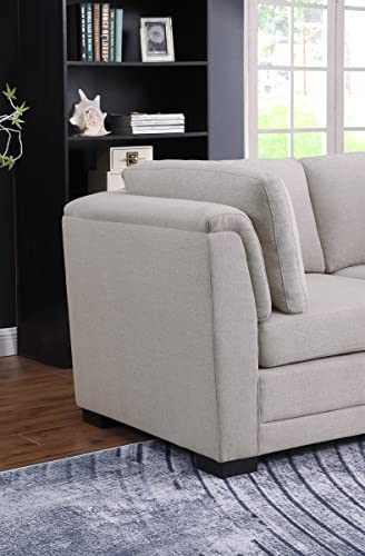 Lilola Home Kristin Light Gray Linen Fabric Reversible Sectional Sofa with Ottoman