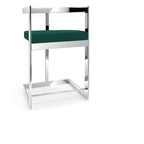 Neos Modern Furniture Green Velvet Polished Silver Base Barstool, 26'' Seat Height