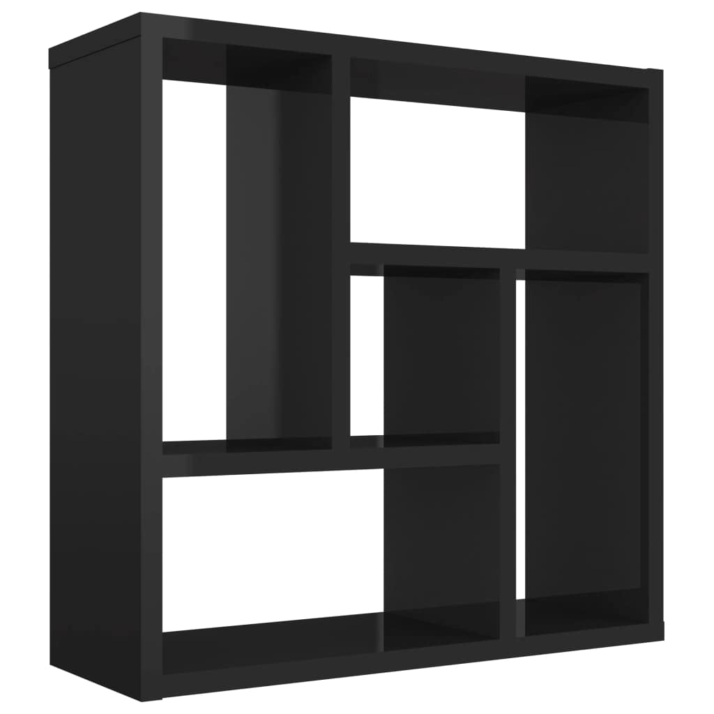 vidaXL Wall Shelf Home Kitchen Bathroom Hanging Display Storage Shelf Floating Shelving Rack Furniture High Gloss Black Engineered Wood
