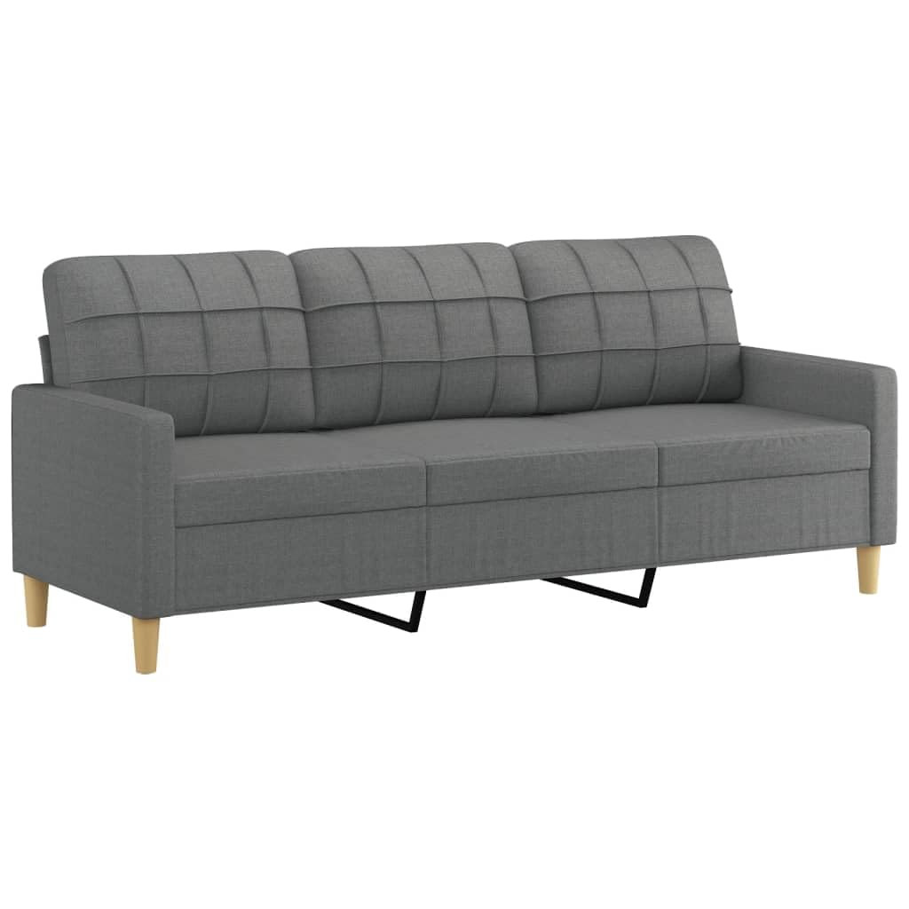 vidaXL 3-Seater Lounge Sofa- Modern Design, Built with Durable Fabric and Sturdy Metal Frame, Dark Gray
