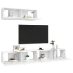 vidaXL 3X TV Cabinets Living Room Furniture Hanging Wall-Mounted TV Cabinet TV Stand Unit Stereo Plasma Cabinet Engineered Wood White