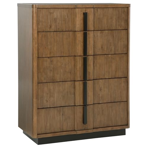 Coaster Home Furnishings Terrace Transitional Wood 5-Drawer Bedroom Chest of Drawers Chiffonier Clothing Storage Cabinet Bedroom Armoire Tall Dresser Organizer Unit Ash Brown 224905