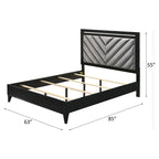 Acme Chelsie Wooden Queen Bed with Velvet Headboard in Gray and Black