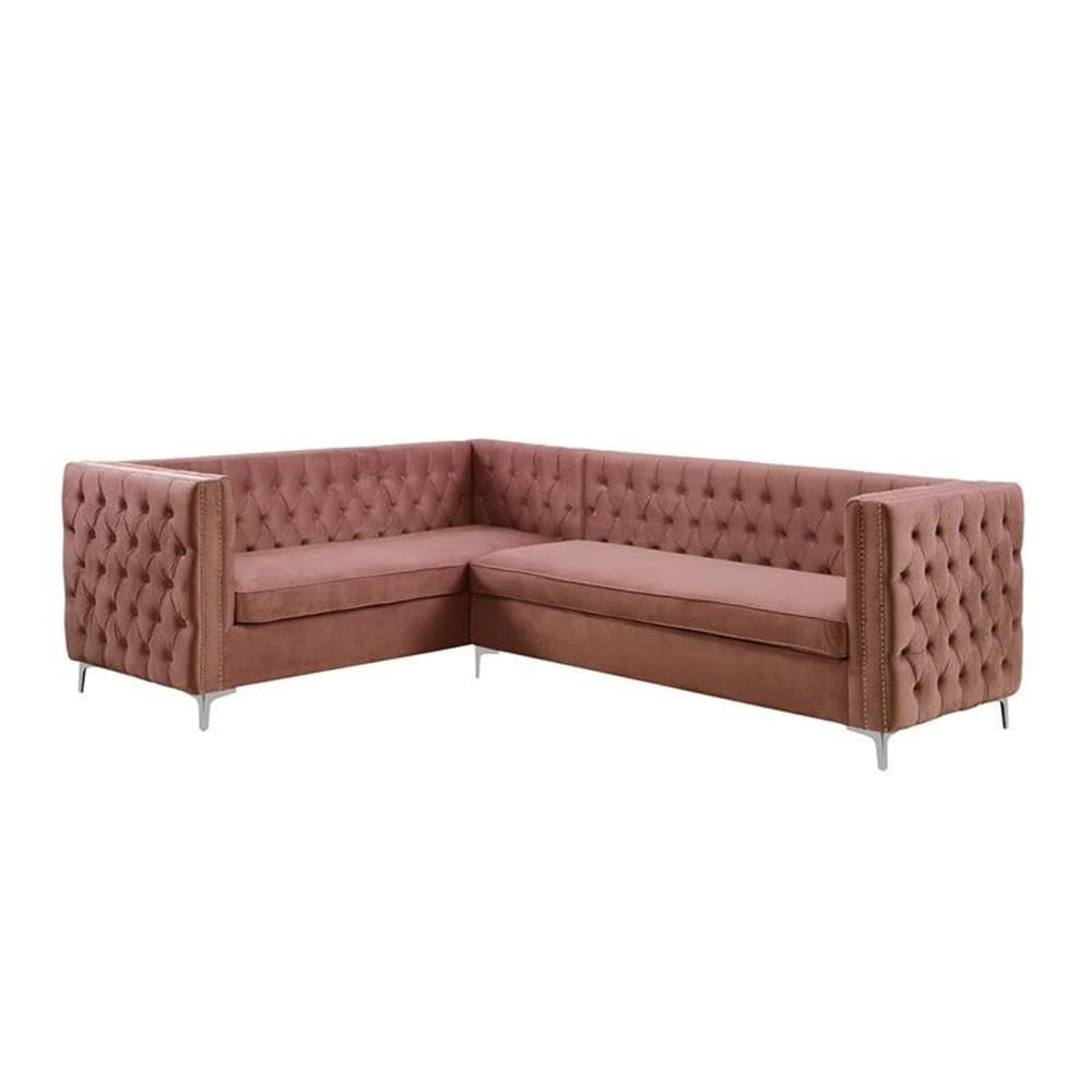 Acme Rhett Sectional Sofa in Dusty Pink Velvet