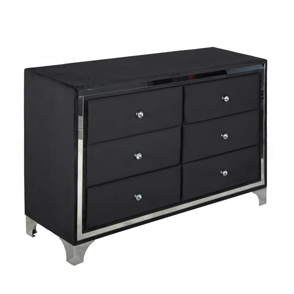 Better Home Products Monica Velvet Upholstered Double Dresser - Thumbnail 4