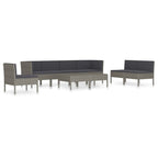 vidaXL Patio Lounge Set-9 Piece Outdoor Furniture Set with Cushions-Weather Resistant Poly Rattan-Durable Steel Frame-Modern Gray Finish