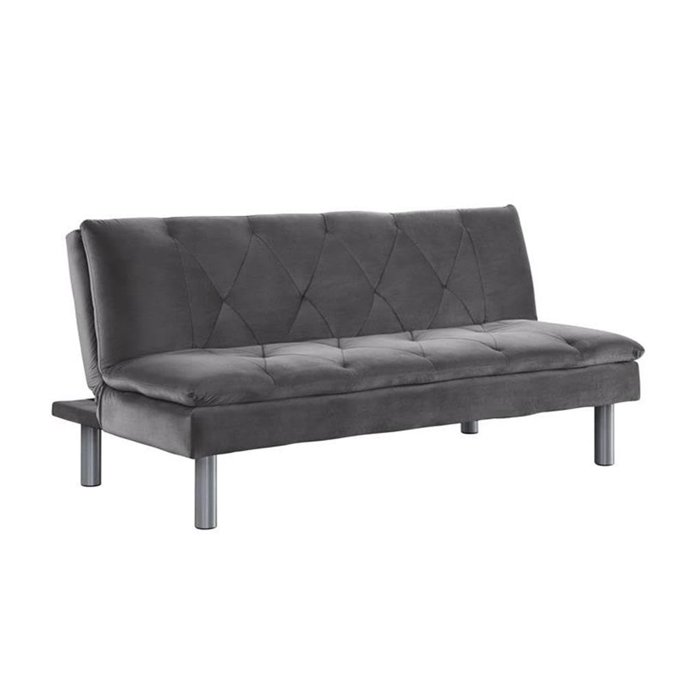 Acme Cilliers Velvet Tufted Adjustable Sofa with Metal Legs in Gray and Chrome