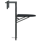 vidaXL Black Plastic Hanging Balcony Table with Rattan Look Design, Weather Resistant, Adjustable Height and Foldable