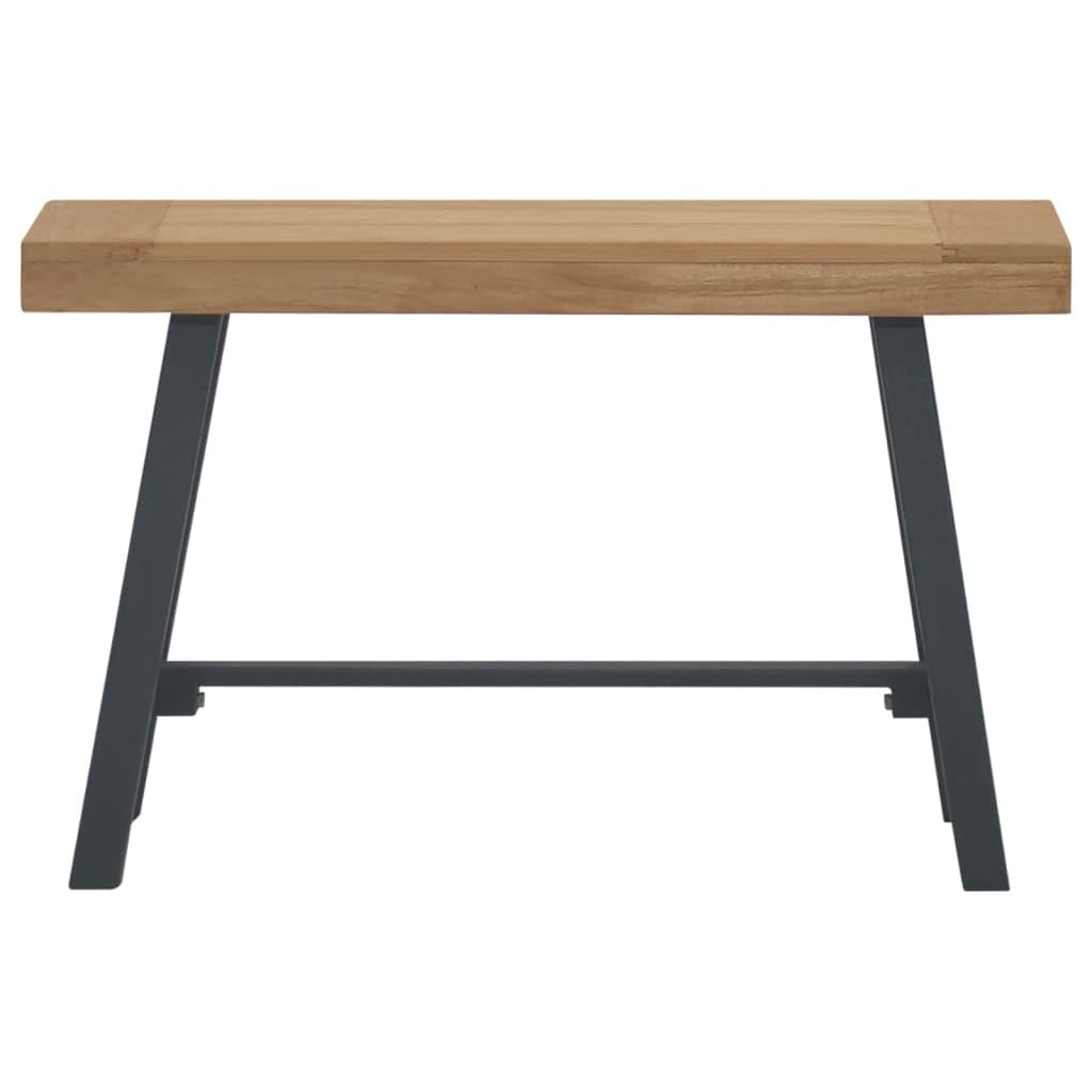 vidaXL Solid Wood Teak Bench ?Retro-Style Furniture for Office, Lounge Area, Bedrooms and Gardens, Black and Brown, Easy-to-Clean Surface