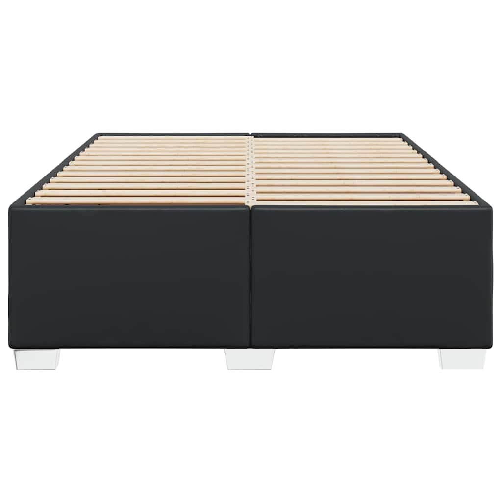 vidaXL Faux Leather Bed Frame - Queen Size Black - Sturdy Pine & Plywood Structure - Sleek Upholstered Modern Bedstead for Bedroom