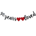 Festiko90 Years Loved Banner Black Paper Glitter Party Decorations for 90TH Birthday Decorations 90TH Wedding Anniversary Day Pa