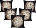 Jdx Black Color Gold Print Flower Stain Cushion Cover (16X16 Inches)  Pack Of 5