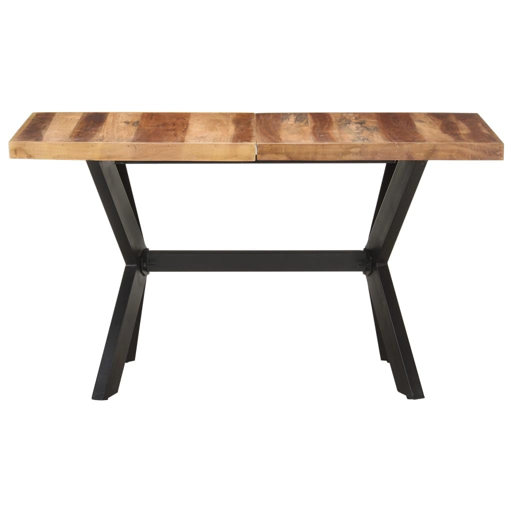 vidaXL Industrial Dining Table in Solid Acacia Wood and Rubberwood with Honey Finish and Steel Legs - Handmade, Easy Assembly Required, Rectangular Shape, 55.1&quot;x27.6&quot;x29.5&quot; Dimensions