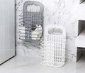 Portible Wall Mounted Bathroom Hanging Mesh Laundry Basket Toiletry Organization Washing Bin Home Portable Magic Sticker Plastic