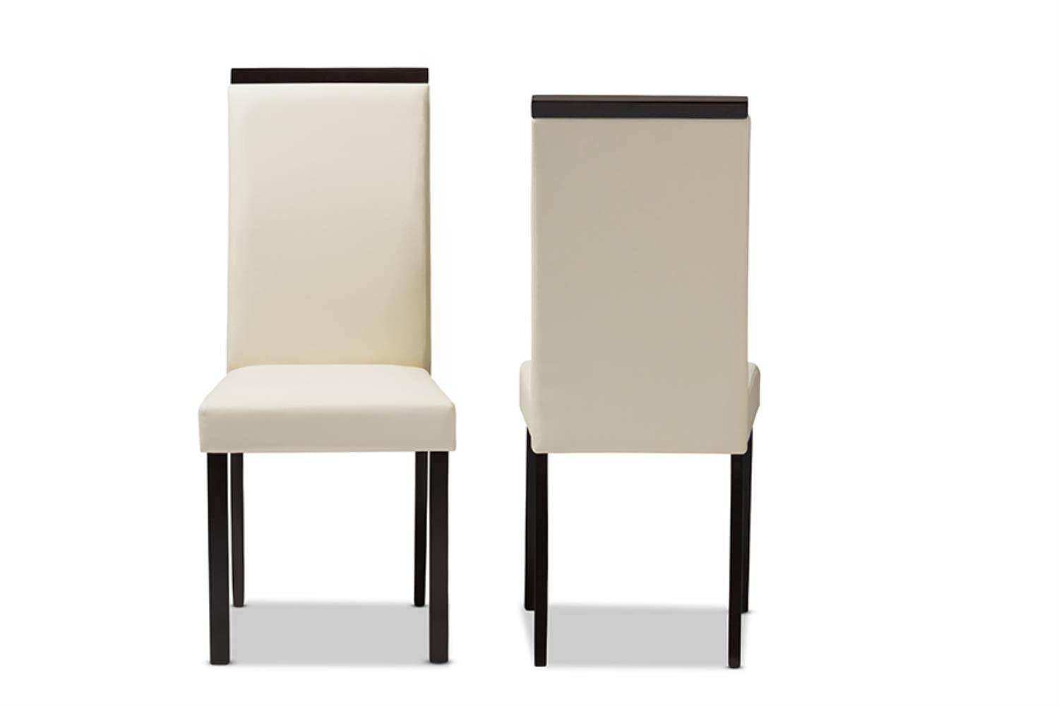 Baxton Studio Daveney Modern and Contemporary Cream Faux Leather Upholstered Dining Chair Set of 2