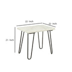 acme Telestis End Table, White Marble & Black/Industrial/White Marble & Black