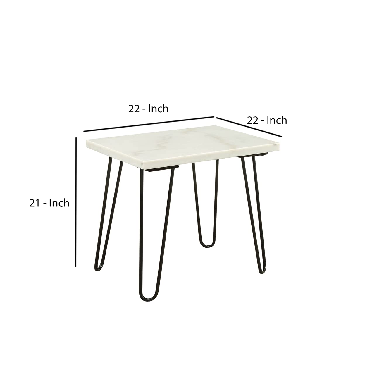 acme Telestis End Table, White Marble & Black/Industrial/White Marble & Black