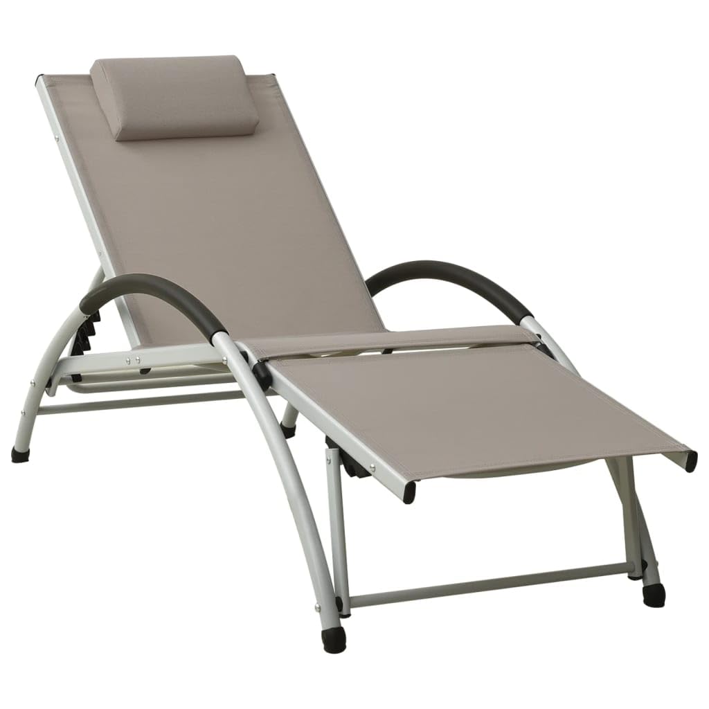 Sun Lounger With Pillow Textilene Taupe