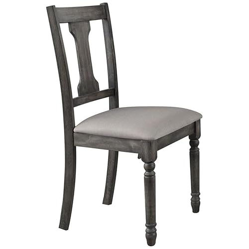 Acme Wallace Wooden Dining Side Chair in Tan and Weathered Gray Set of 2