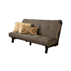 Kodiak Furniture Carson Full Size Futon Frame and Mattress Set - Java Brown Finish Wood Futon Frame with Mattress Included in Suede Gray Color