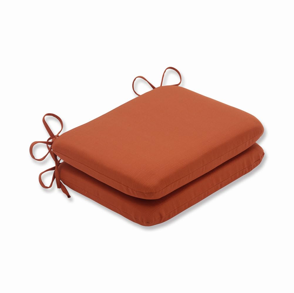 Pillow Perfect Monti Chino Solid Indoor/Outdoor Patio Seat Cushions Plush Fiber Fill, Weather And Fade Resistant, Round Corner -