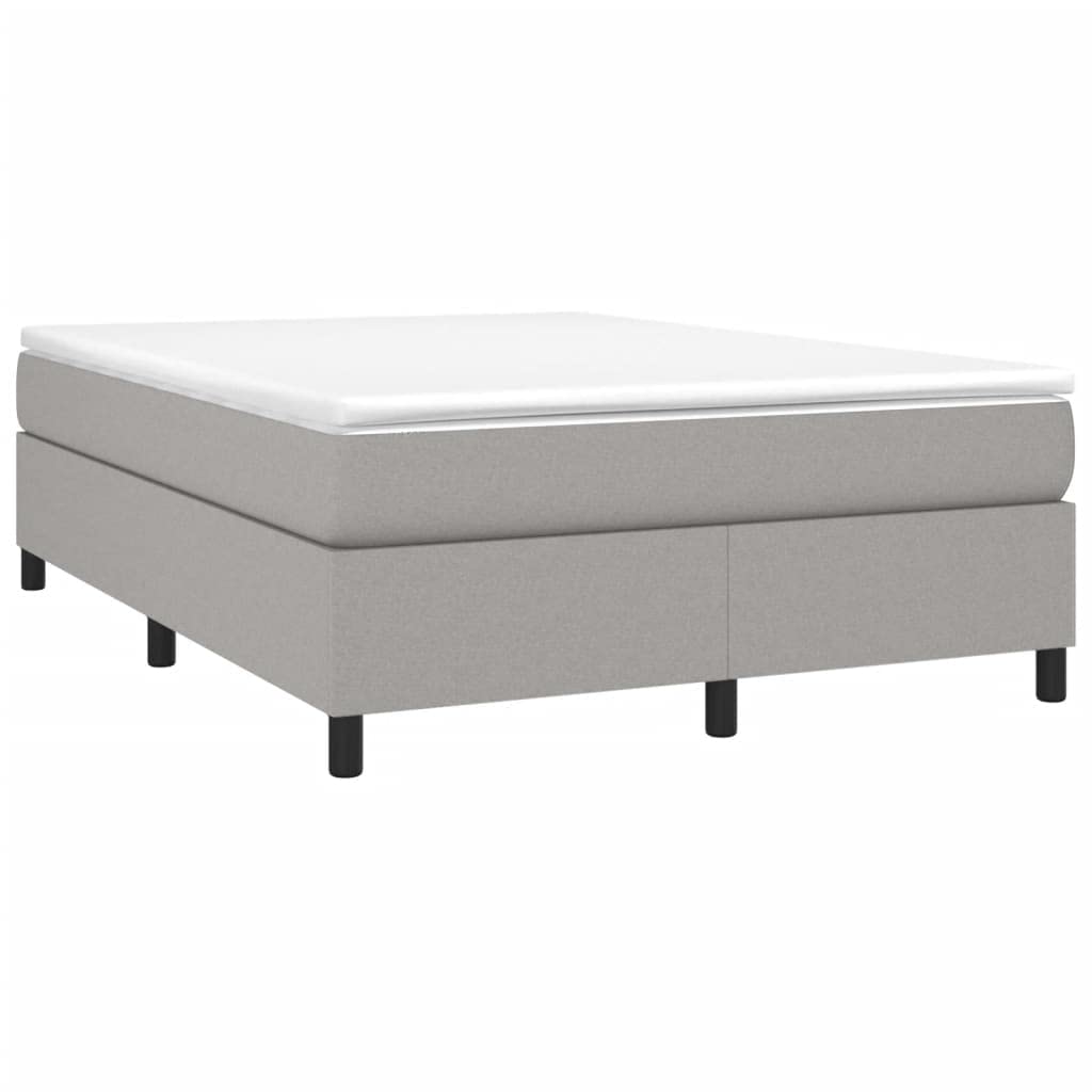 vidaXL Modern Queen Size Box Spring Bed Frame with Light Gray Fabric Upholstery, Engineered Wood, and Plywood Construction