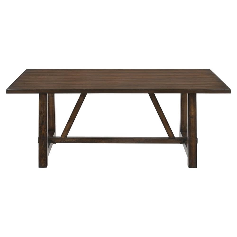 Acme Kaelyn Rectangular Wooden Trestle Base Dining Table Dark Oak