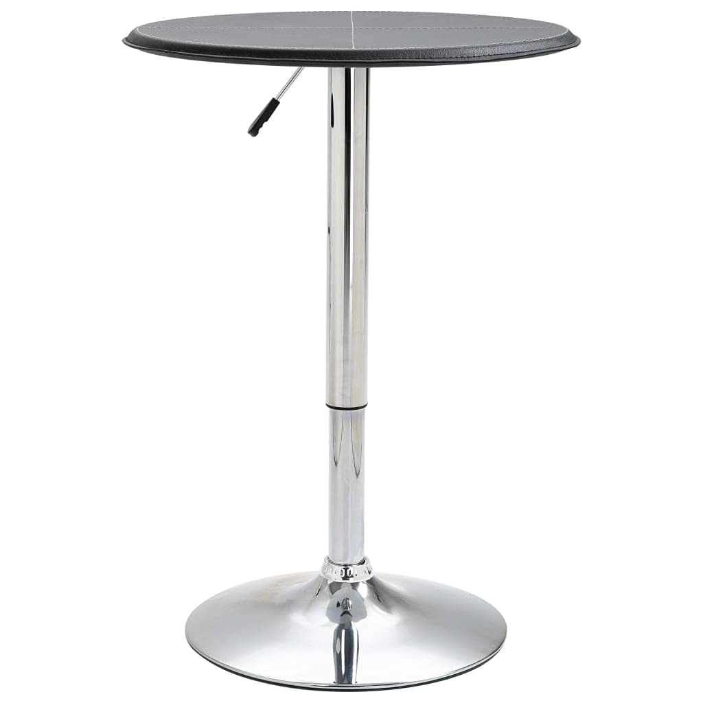 vidaXL 23.6-inch Black Round Bar Table, MDF Tabletop with PVC Finish and Chromed Steel Frame, Adjustable Height, Easy-Clean, Versatile for Dining Room, Kitchen, Salon, Patio