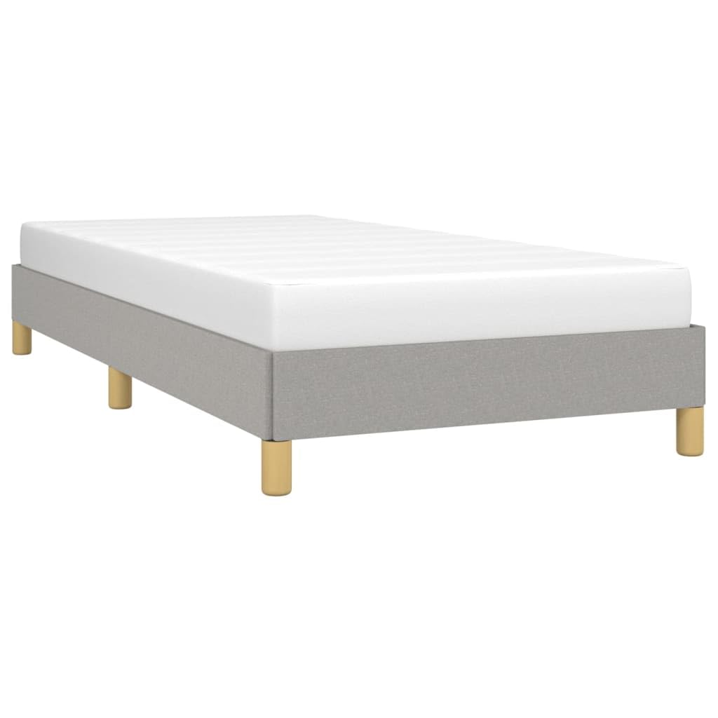 vidaXL Twin Size Bed Frame with Plywood Slats, Platform Bed Frame, Fabric Upholstered Mattress Foundation, No Box Spring Needed & Easy Assembly, Light Gray, Without Mattress