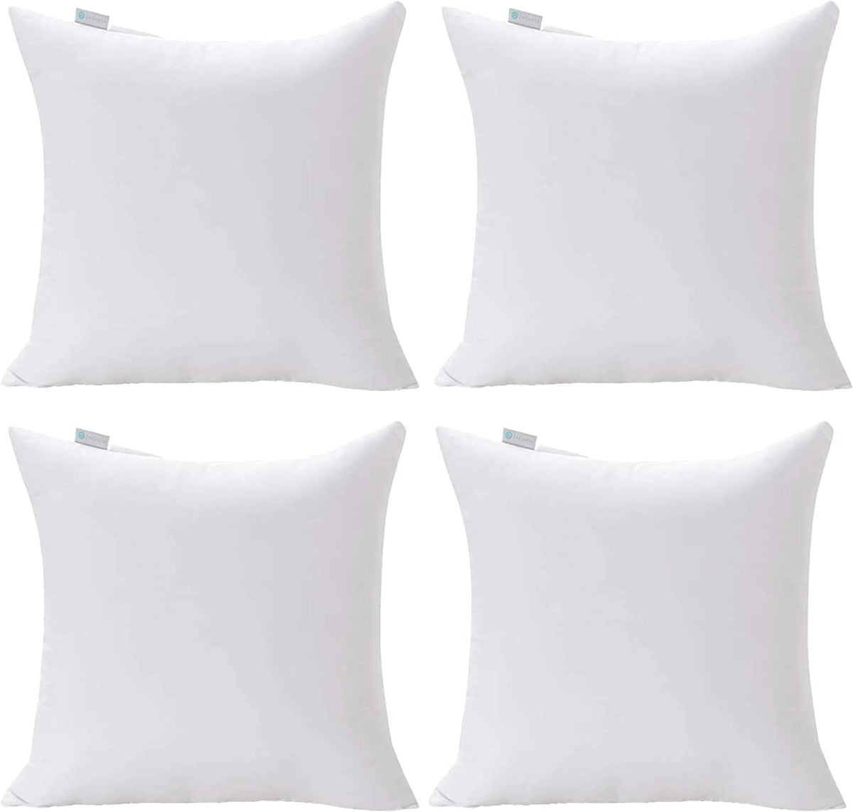 Acanva Premium Polyester Stuffer Square Form Sham Throw Pillow Inserts, 16X16 Inch(4 Count), White