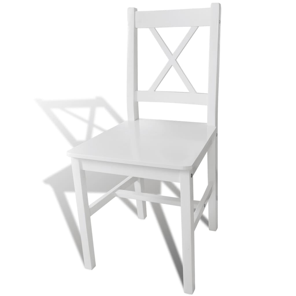 vidaXL Dining Room Chairs, Set of 2, Dining Room Chairs with Backrest, Dining Chair, Kitchen Chair for Dining Room, Kitchen, Wooden Chair, White Pine Wood