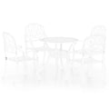 vidaXL Classic White Bistro Set, 5 Piece Outdoor Patio Furniture, Sturdy Cast Aluminum, Weather-Resistant, Umbrella Hole