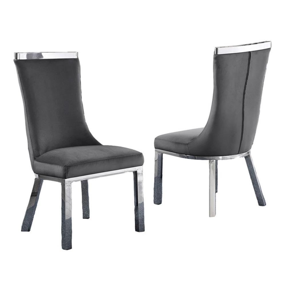 Best Quality Furniture Sc270-277 Dining Chairs, Dark Gray/Silver