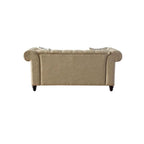 Acme Aurelia Nail-Head Trim Tufted Loveseat with 2 Pillows in Beige Linen