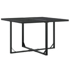 vidaXL 9 Piece Patio Dining Set - Outdoor Tempered Glass Table and 8 Black Textilene Chairs - Folding Chairs with Steel Frame