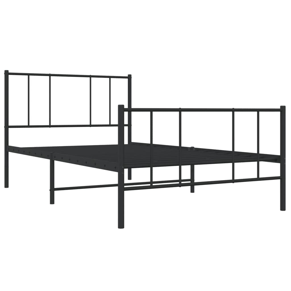 Vidaxl Black Steel Single Bed Frame With Metal Slats And Center Legs | Classic Bedroom Furniture | Mattress Not Included