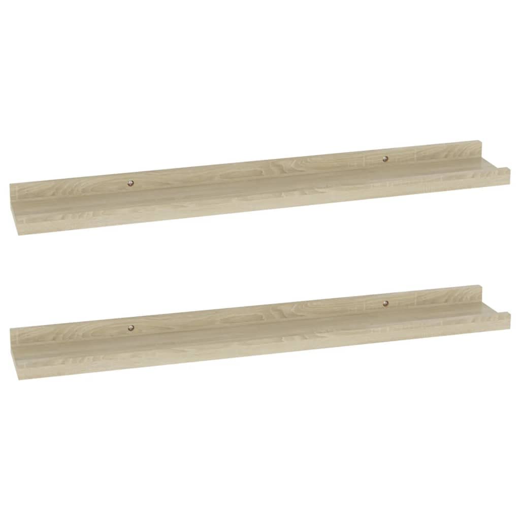 vidaXL 2 pcs Sonoma Oak Wall-Mounted Shelves Modern MDF Material Decorative Storage Solution for Homes and Offices 23.6&quot;x3.5&quot;x1.2&quot;
