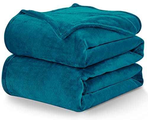 Cozylux Fleece Bed Blankets Throw Xl Size Teal - 300Gsm Soft Lightweight Cozy Plush Fuzzy Microfiber Flannel Blanket For Travel Camping Chair And Sofa, 50X70 Inches