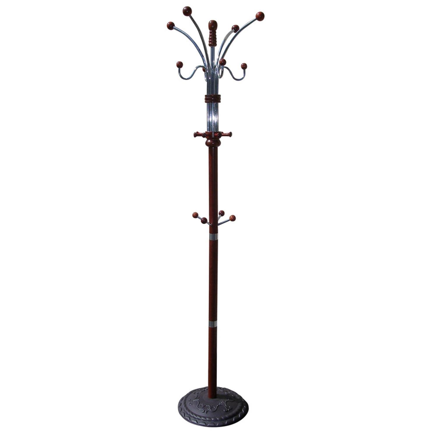 ORE International 73 Tall Chrome and Wood Coat Rack R685CH