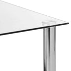 vidaXL Transparent Tempered Glass Side Table - 2-Tier End Console Table - Stainless Steel Legs Support - Modern Style Furniture
