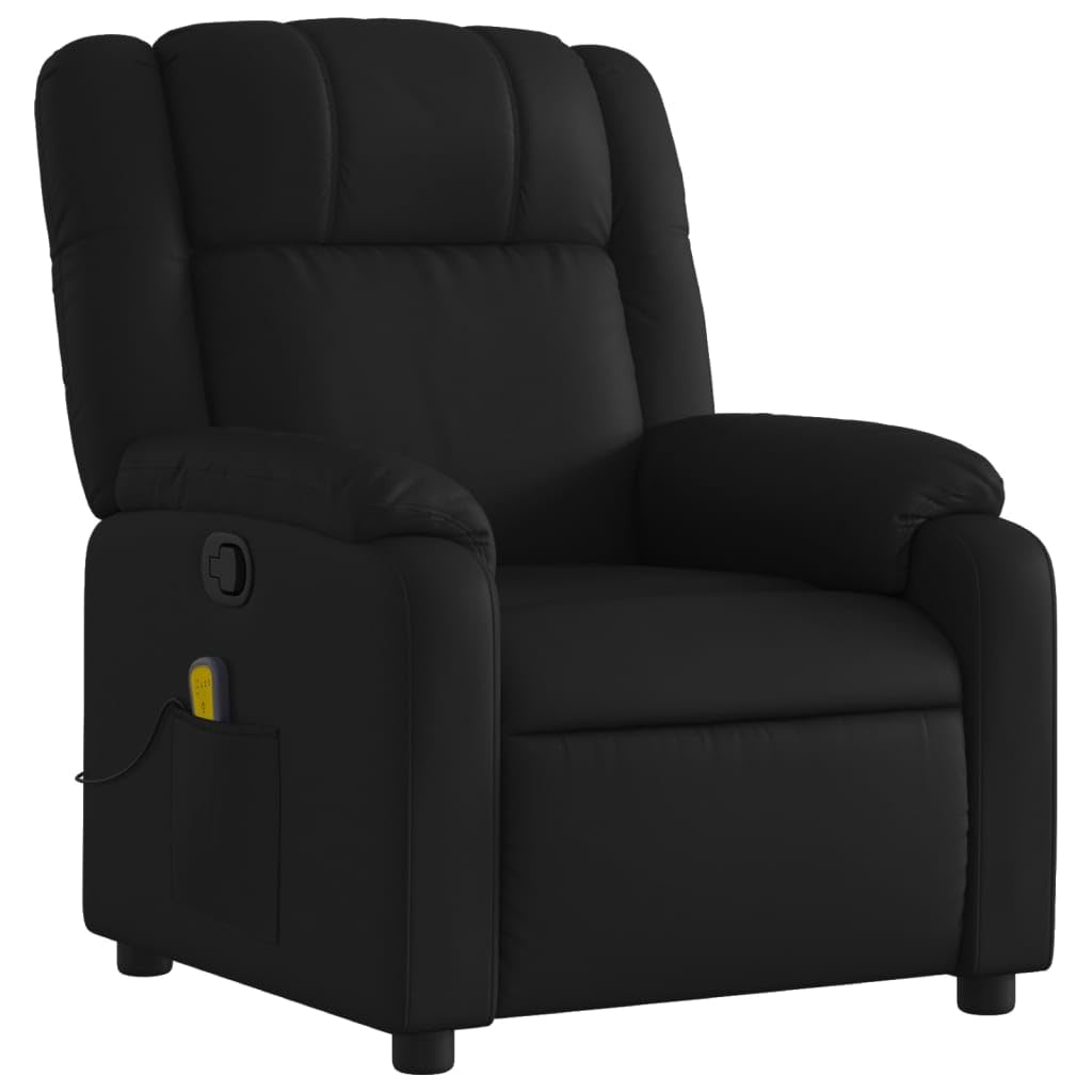 vidaXL Black Faux Leather Massage Recliner Chair with 6-Point Vibration and Manual Adjustability for Living Room/Office/Bedroom