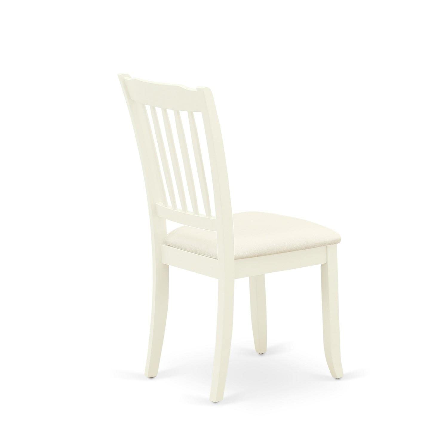 East West Furniture Dac-Lwh-C Danbury Dining Room Chairs - Linen Fabric Upholstered Wooden Chairs, Set Of 2, Linen White