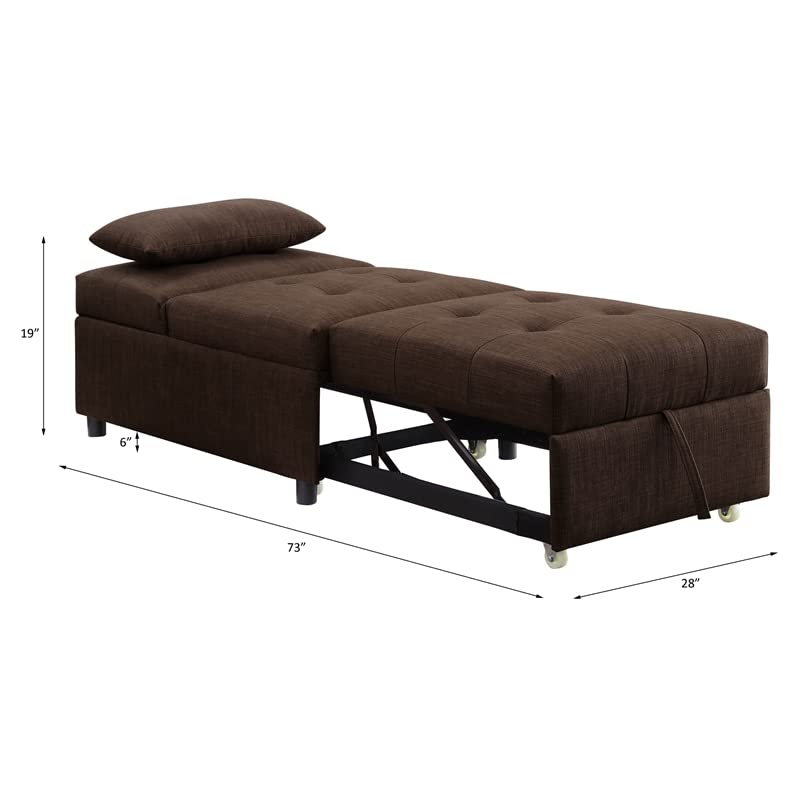 Acme Hidalgo Button Tufted Fabric Upholstered Sofa Bed with Pillow - Thumbnail 2