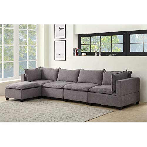 Lilola Home Madison Dark Gray Fabric 5 Piece Modular Sectional Sofa Chaise