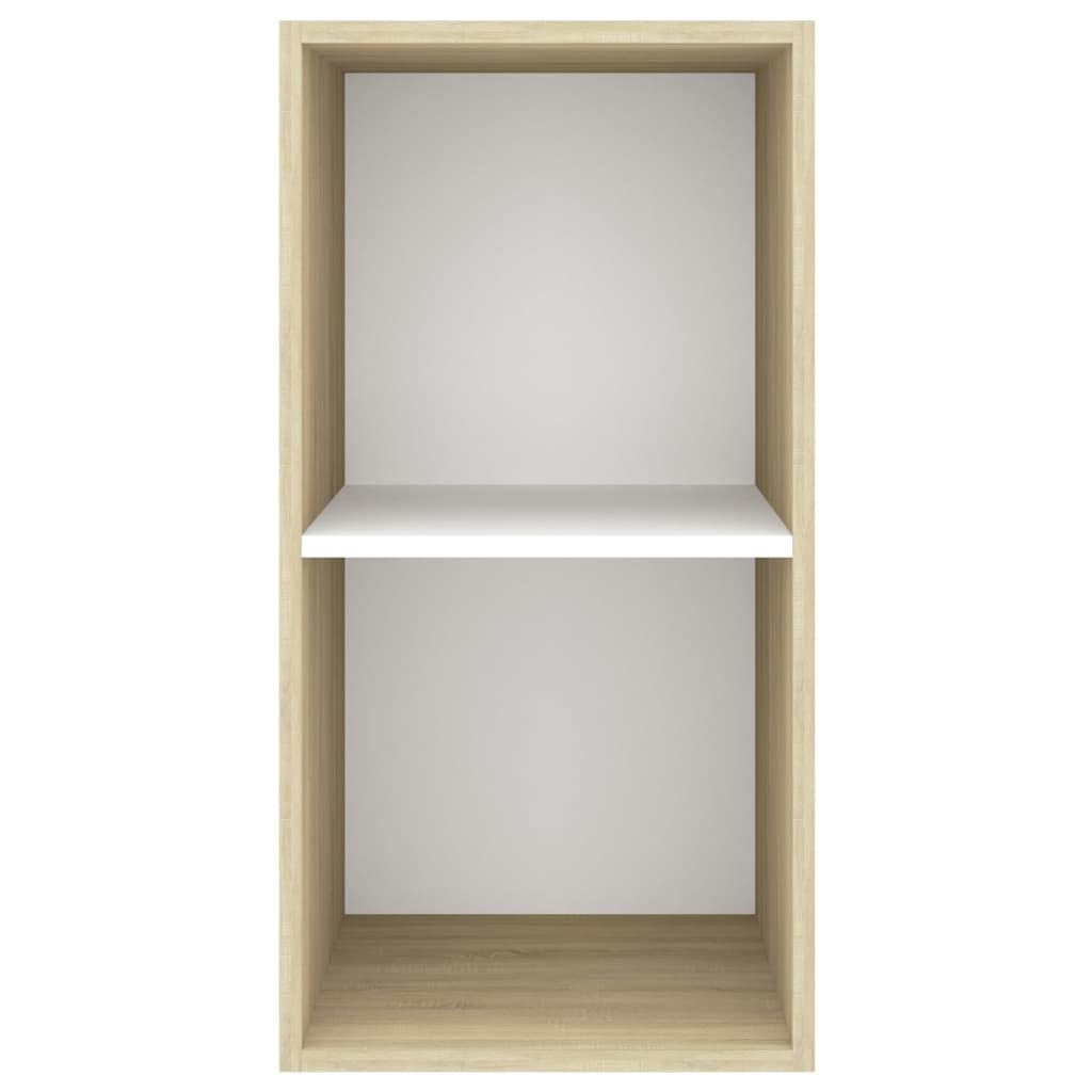 TV Cabinet, Wall-Mounted TV Cabinet Sonoma Oak and White 14.6&quot;x14.6&quot;x28.3&quot; Chipboard(White)