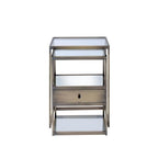 Acme Enca 2 Pieces Nesting Table in Clear Glass and Antique Brass