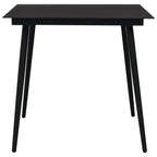 vidaXL Outdoor Dining Table, Patio Table with Glass Top, Garden Table, Garden Furniture for Front Porch Deck Lawn Backyard, Industrial, Steel Black